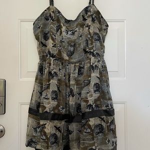 Chiffon and Leather Dress with Moon and Animal Print